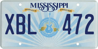 MS license plate XBL472