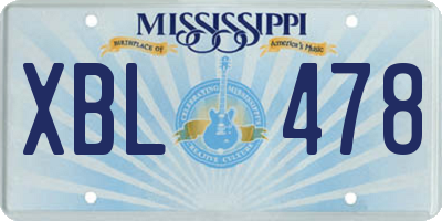 MS license plate XBL478