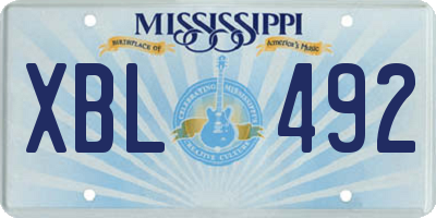 MS license plate XBL492