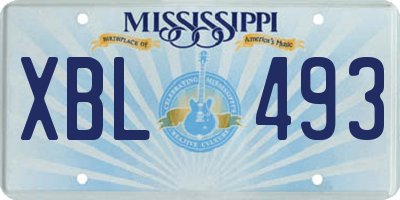 MS license plate XBL493