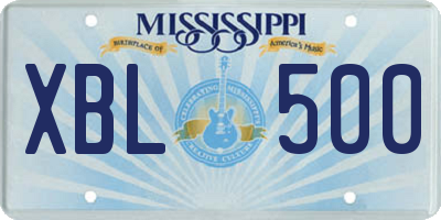 MS license plate XBL500
