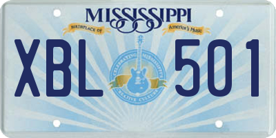 MS license plate XBL501