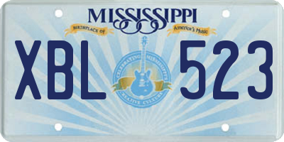MS license plate XBL523
