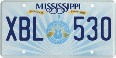 MS license plate XBL530
