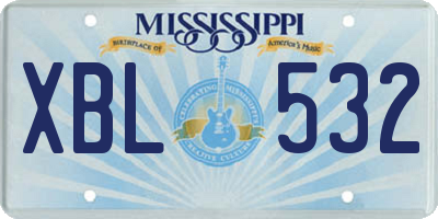 MS license plate XBL532