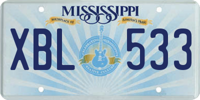 MS license plate XBL533