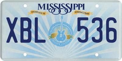 MS license plate XBL536