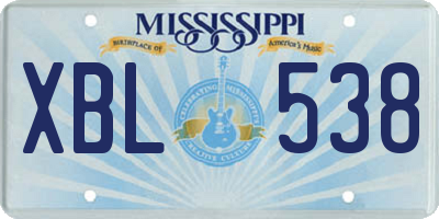MS license plate XBL538