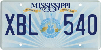 MS license plate XBL540