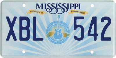 MS license plate XBL542