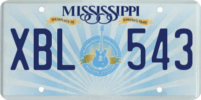 MS license plate XBL543