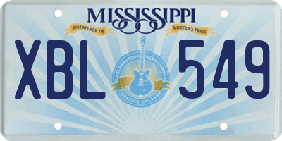 MS license plate XBL549