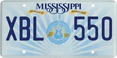 MS license plate XBL550