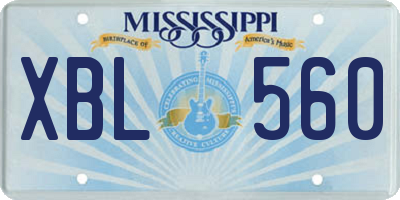 MS license plate XBL560