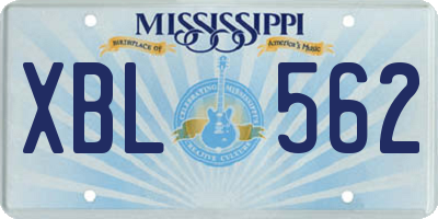 MS license plate XBL562