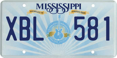 MS license plate XBL581