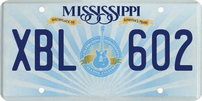 MS license plate XBL602