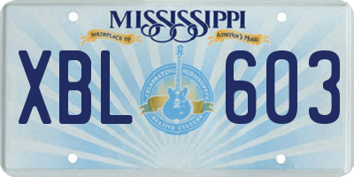 MS license plate XBL603
