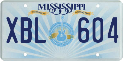 MS license plate XBL604