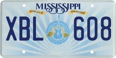 MS license plate XBL608