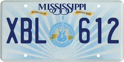 MS license plate XBL612