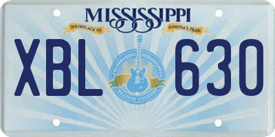 MS license plate XBL630