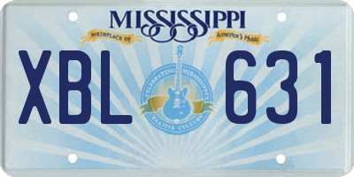 MS license plate XBL631