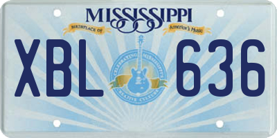 MS license plate XBL636