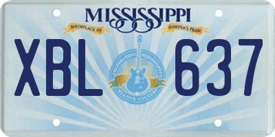 MS license plate XBL637