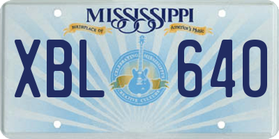MS license plate XBL640