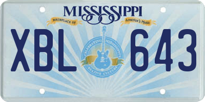 MS license plate XBL643