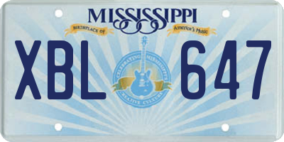 MS license plate XBL647