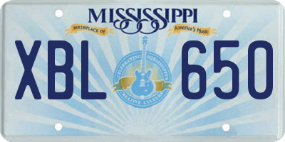 MS license plate XBL650
