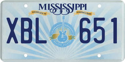 MS license plate XBL651