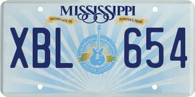 MS license plate XBL654