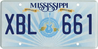 MS license plate XBL661