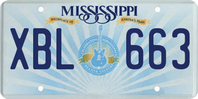 MS license plate XBL663