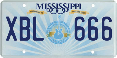 MS license plate XBL666