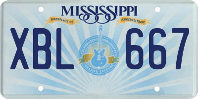 MS license plate XBL667