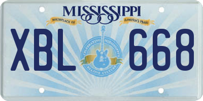 MS license plate XBL668