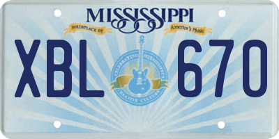 MS license plate XBL670