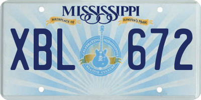 MS license plate XBL672