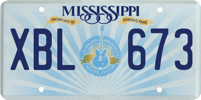 MS license plate XBL673