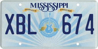 MS license plate XBL674