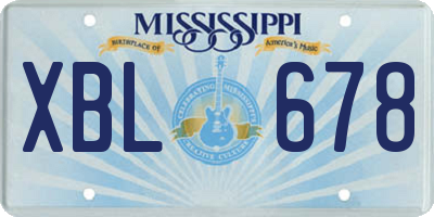MS license plate XBL678