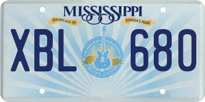 MS license plate XBL680