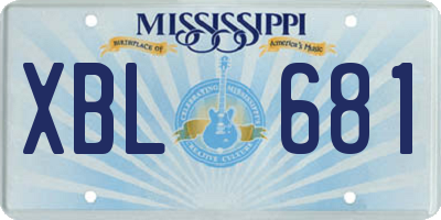 MS license plate XBL681