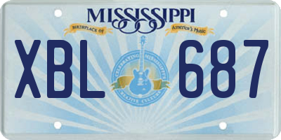 MS license plate XBL687
