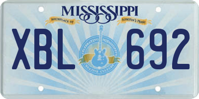 MS license plate XBL692