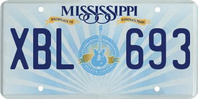 MS license plate XBL693